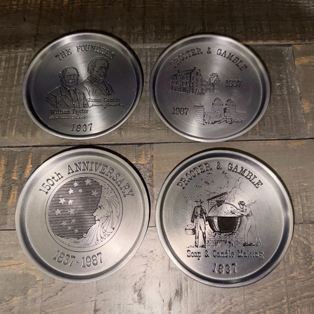Set of‎ 4 Procter & Gamble Commemorative drink coasters,  candle making